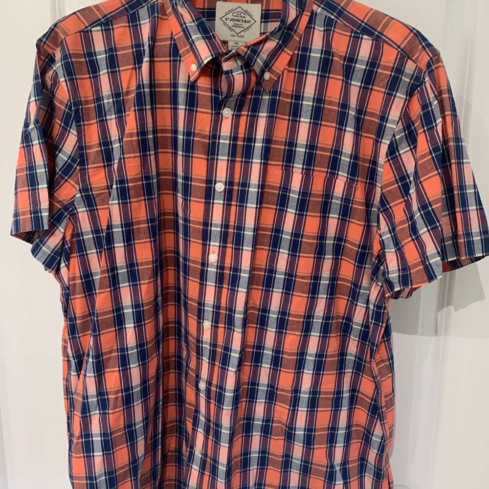 St. John's Bay Orange and Blue Casual Button Down Shirt  A1